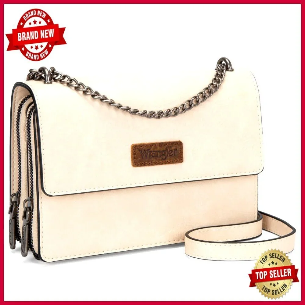 Vintage Flap Crossbody Purse with Chain Strap, Multiple Pockets